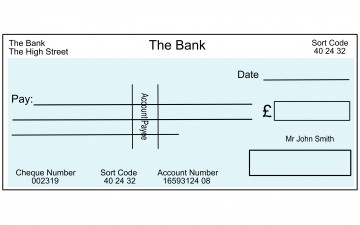 An example blank cheque
